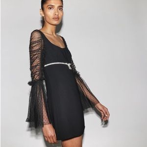 NWT Self Portrait Dot Mesh Diamante Bow Mini Dress